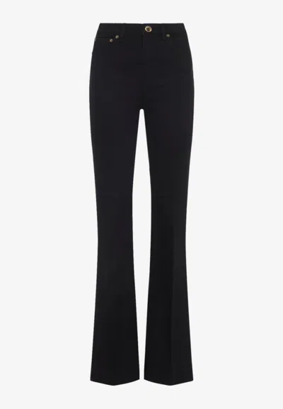 Roberto Cavalli Mirror Snake Monogram Bootcut Jeans In Black