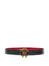 Roberto Cavalli Mirror Snake Monogram Reversible Belt In Black