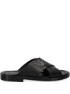 Roberto Cavalli Mirror Snake-monogram Slides In Black