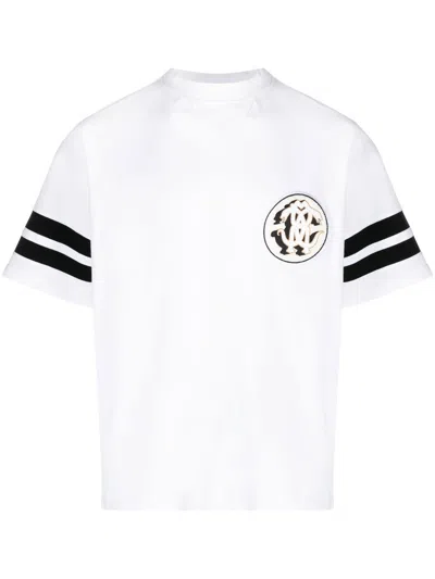 Roberto Cavalli Mirror Snake-patch Piqué T-shirt In White
