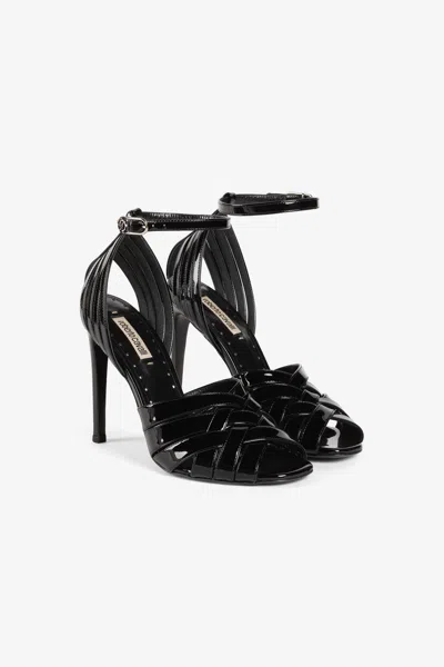 Roberto Cavalli Caged Patent-leather Pumps In Black