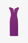 Roberto Cavalli V-neck Pencil Midi Dress In Purple