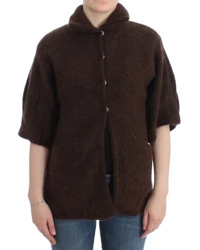 Roberto Cavalli Mohair Knit Cardigan In Brown