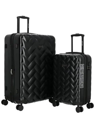 Roberto Cavalli Molded Quilt Collection 2pc Expandable Luggage Set In Black