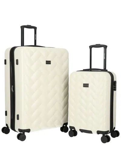 Roberto Cavalli Molded Quilt Collection 2pc Expandable Luggage Set In White