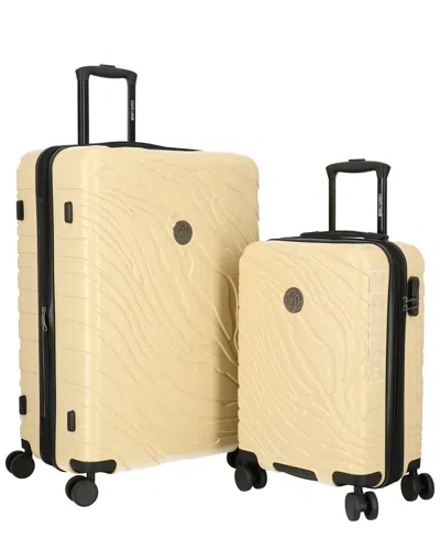 Roberto Cavalli Molded Zebra Collection 2pc Expandable Luggage Set In Gold