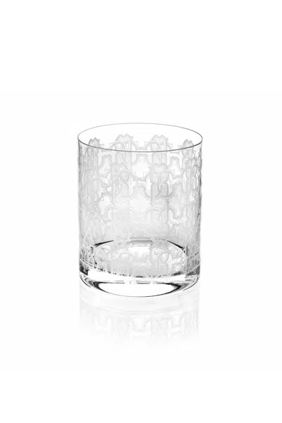 Roberto Cavalli Monogram Allover Platin 2 Glasses Set In Gray