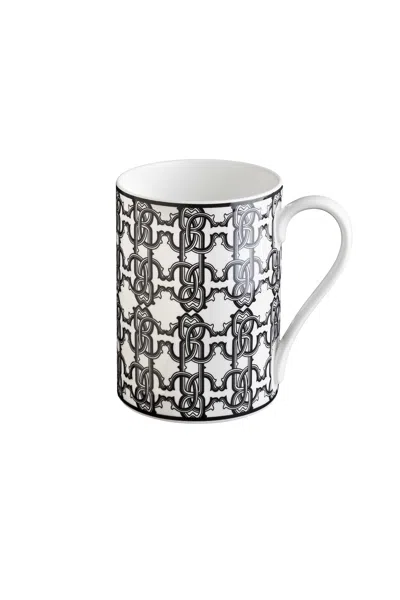 Roberto Cavalli Monogram Black Mug In Gift Box