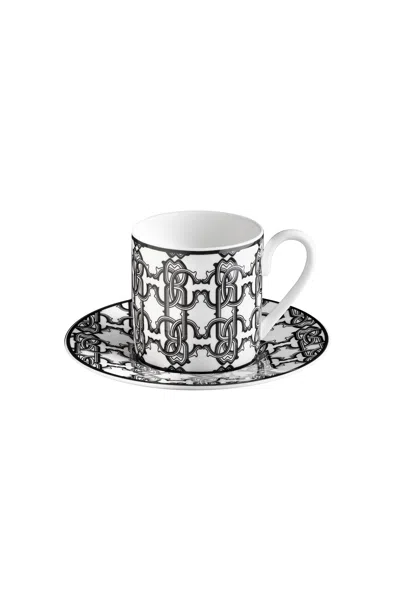 Roberto Cavalli Monogram Black2 Coffe Cups In Gift Box