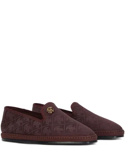 Roberto Cavalli Monogram-embellished Loafers In Brown