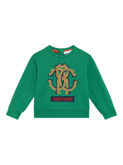 Roberto Cavalli Babies' Monogram-embellished Sweatshirt In Green
