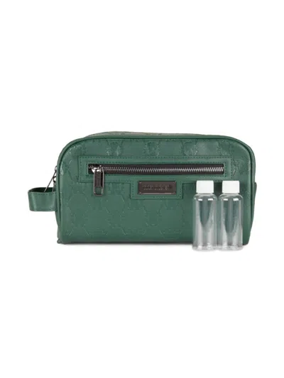 Roberto Cavalli Kids' Monogram Embossed Zip Pouch In Green