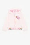 Roberto Cavalli Monogram-embroidered Zip-front Hoodie In Pink