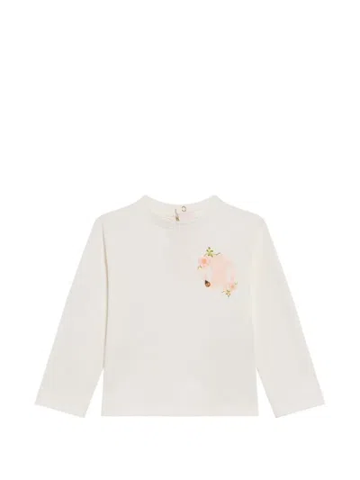 Roberto Cavalli Kids' Monogram Floral-print Long-sleeved T-shirt In White