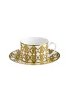 Roberto Cavalli Monogram Gold 2 Tea Cups In Gift Box In Gold
