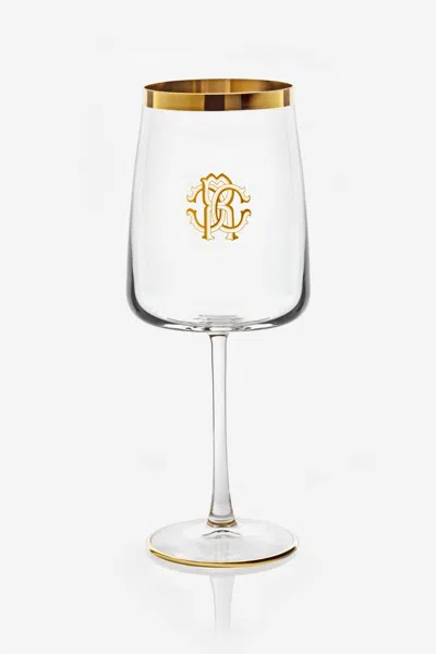 Roberto Cavalli Monogram Gold 2 Water Goblets Set
