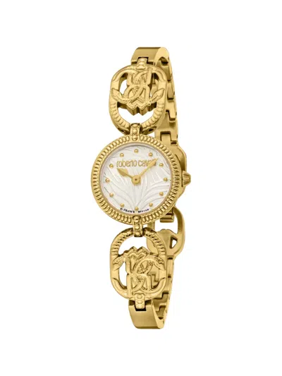 Roberto Cavalli Monogram Link 22mm Watch In Gold