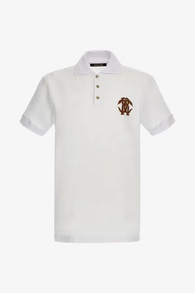 Roberto Cavalli Logo-embroidered Polo Shirt In White