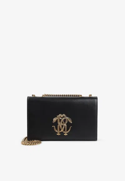 Roberto Cavalli Monogram Mirror Snake Shoulder Bag