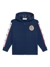 Roberto Cavalli Monogram-panelled Hooded Sweatshirt In Blue