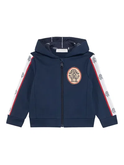 Roberto Cavalli Babies' Monogram-patch Zip-up Hoodie In Blue