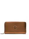 Roberto Cavalli Wallet With Monogram Rc And Zip In Brown