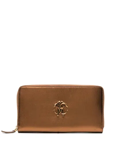 ROBERTO CAVALLI MONOGRAM-PLAQUE LEATHER WALLET