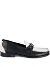 Roberto Cavalli Monogram-plaque Two-tone Loafers In White