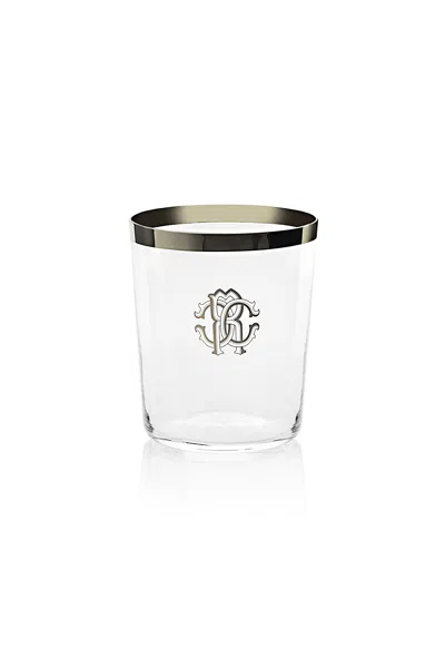 Roberto Cavalli Monogram Platind 2 Glasses Set In Transparent