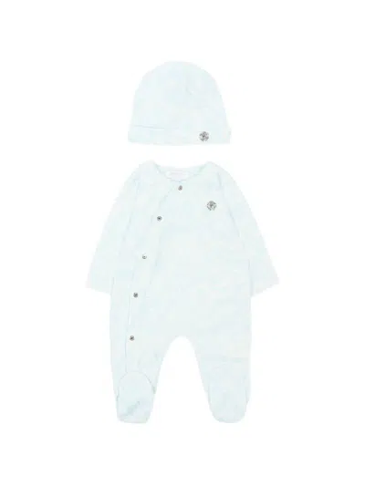 Roberto Cavalli Monogram-print Babygrow Set In Blue