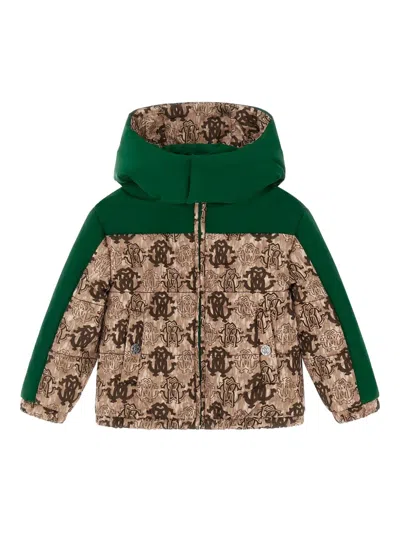 Roberto Cavalli Babies' Monogram-print Hooded Jacket In Multi