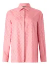 Roberto Cavalli Silk Blend Shirt With Mirror Snake Monogram Print In Pink