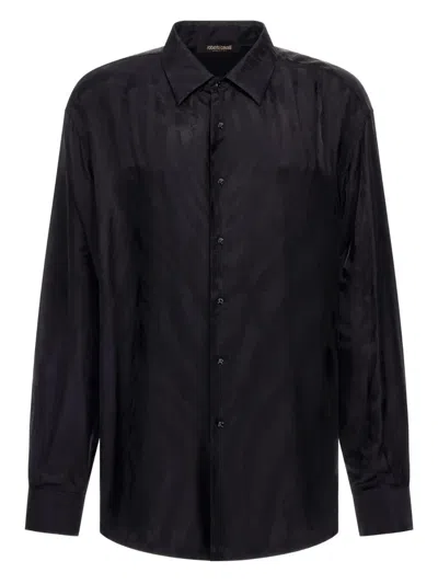 Roberto Cavalli Monogram-print Shirt In Black