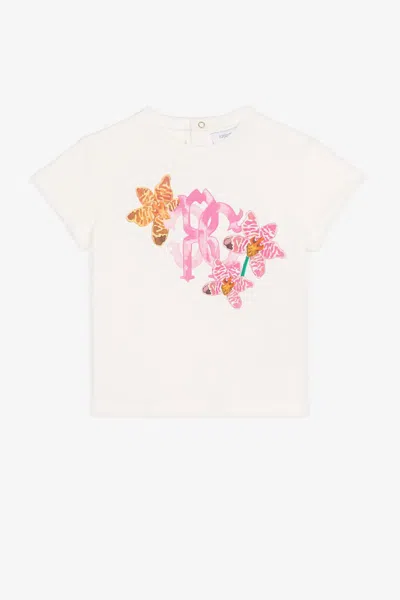 Roberto Cavalli Kids' Monogram-print Short-sleeved T-shirt In White