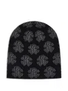 Roberto Cavalli Cap With Monogram Rc All Over In Black