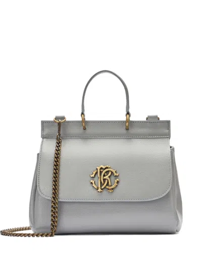 Roberto Cavalli Monogram Rc-plaque Tote Bag In Grey