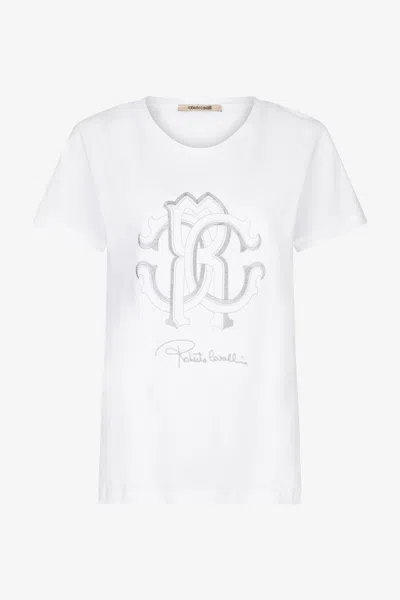 Roberto Cavalli Monogram Rc T-shirt In White