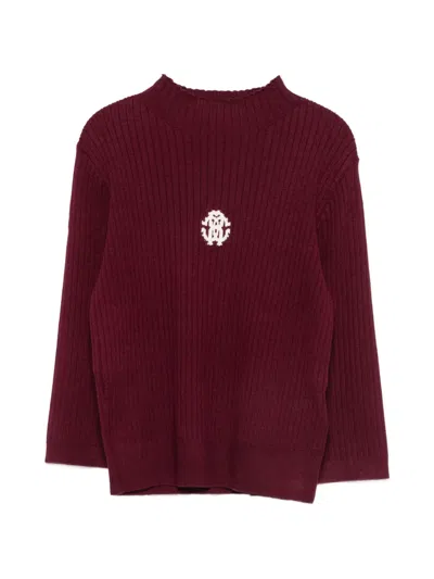 Roberto Cavalli Kids' Monogram Ribbed Sweater In Red