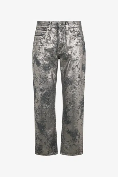 Roberto Cavalli Monogram-print Trousers In Gray