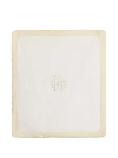 Roberto Cavalli Monogram Zebra-print Blanket In Neutral