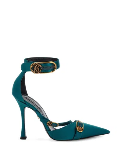 Roberto Cavalli Monogram-buckle Pointed-toe Heeled Pumps In Multi