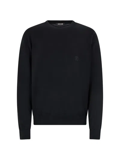 Roberto Cavalli Monogram-embroidered Sweater In Black