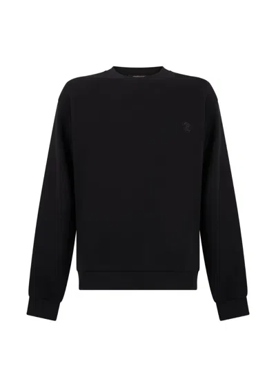 Roberto Cavalli Monogram-embroidered Sweatshirt In Black