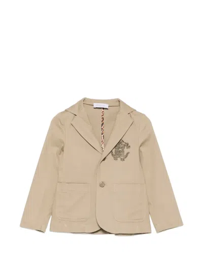 Roberto Cavalli Kids' Monogram-patch Blazer In Brown