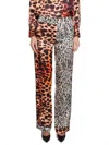 Roberto Cavalli Leopard Print Panelled Trousers In Pink