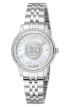 Roberto Cavalli By Franck Muller Mother-of-pearl Bracelet Watch, 30mm In Silver