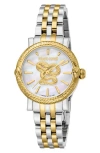Roberto Cavalli By Franck Muller Mother-of-pearl Bracelet Watch, 30mm In Two Tone Silver & Gold