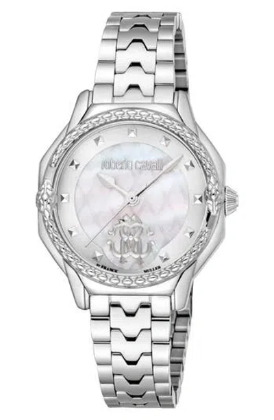 Roberto Cavalli By Franck Muller Mother-of-pearl Bracelet Watch, 32mm In Silver