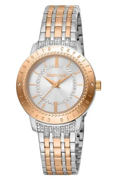Roberto Cavalli By Franck Muller Mother-of-pearl Dial Watch, 32mm In Two Tone Silver & Rose Gold