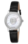 Roberto Cavalli By Franck Muller Mother-of-pearl Leather Strap Watch, 30mm In Black